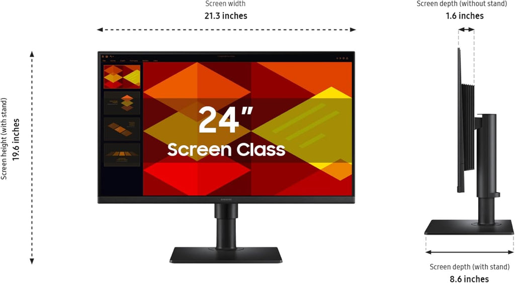 Samsung 24' (S40GD) Borderless Business Monitor with IPS Panel, 100Hz Refresh Rate, Eye Saver Mode, Ergonomic Design, Game Picture Mode, LS24D408GANXGO