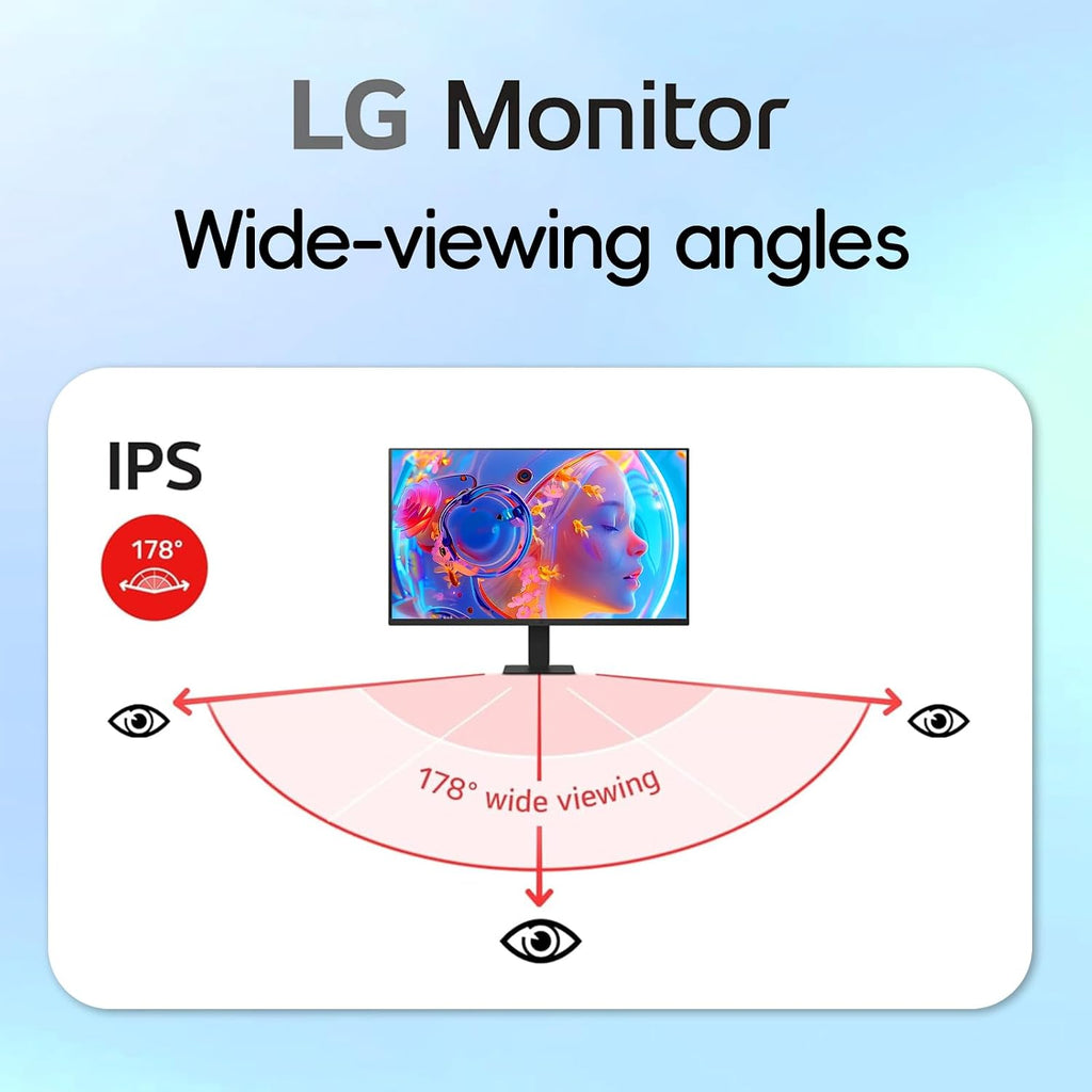 LG 27 inch Monitor, IPS QHD (2560 x 1440), 100Hz, 99% sRGB, HDR10, Black Stabilizer, HDMI, USB-C 15W PD, Dynamic Action Sync, Reader Mode, Flicker Safe, Virtually Borderless Design, Tilt Adjustment