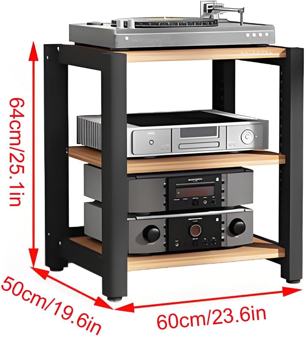 2/3/4/5 Tier Audio Cabinet Record Player Stand Audio Rack, AV Component Media Stand, Tower Player Stand, Home Stereo Rack System With Height-Adjustable Shelf, For DVD Players TV Box Game Console(Beige