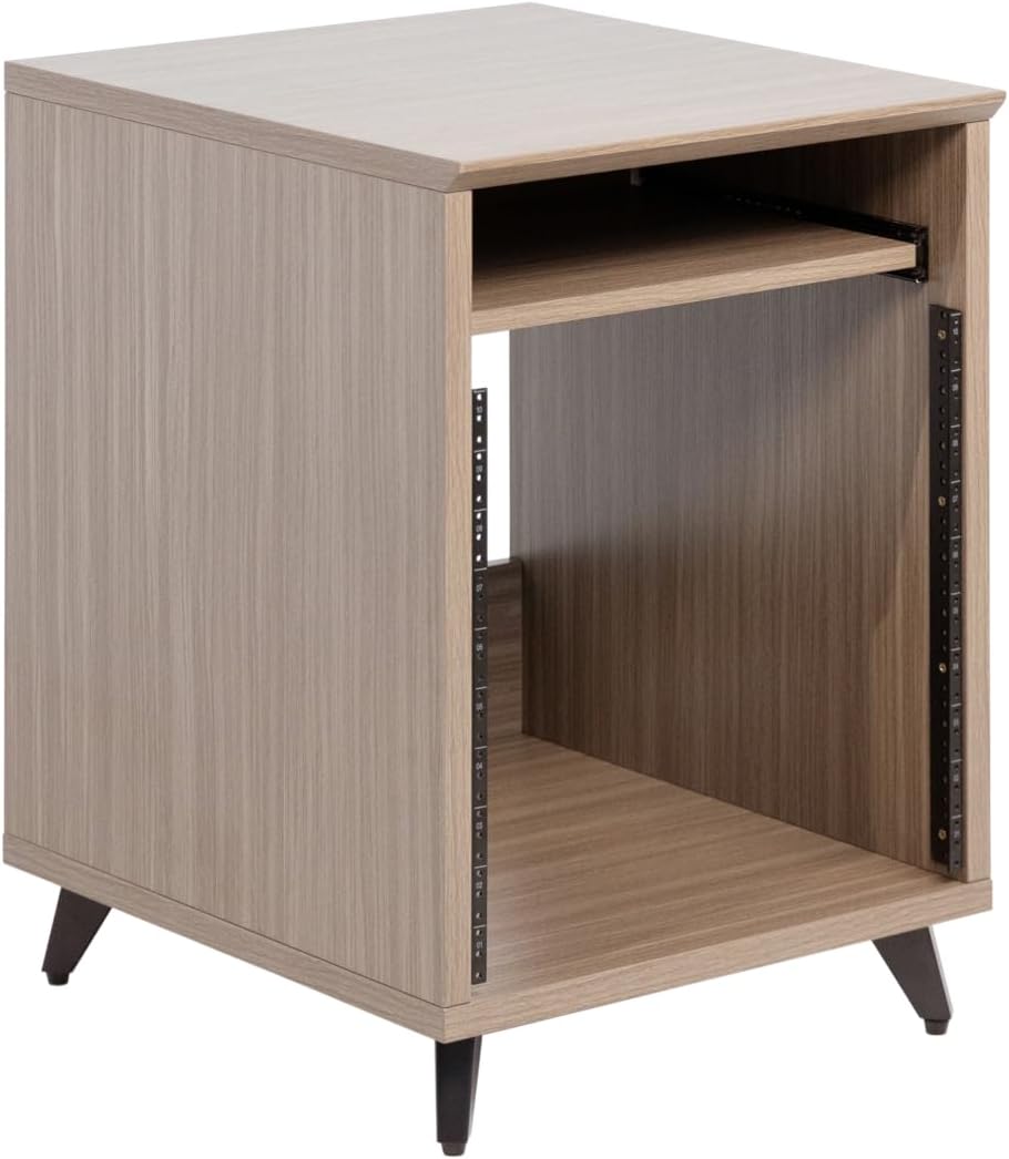 Gator Frameworks Elite Series 10U Studio Rack Desk with Slide-Out Tray and Rear Cable Passthrough; Driftwood Grey Finish (GFW-ELITEDESKRK-Gry)