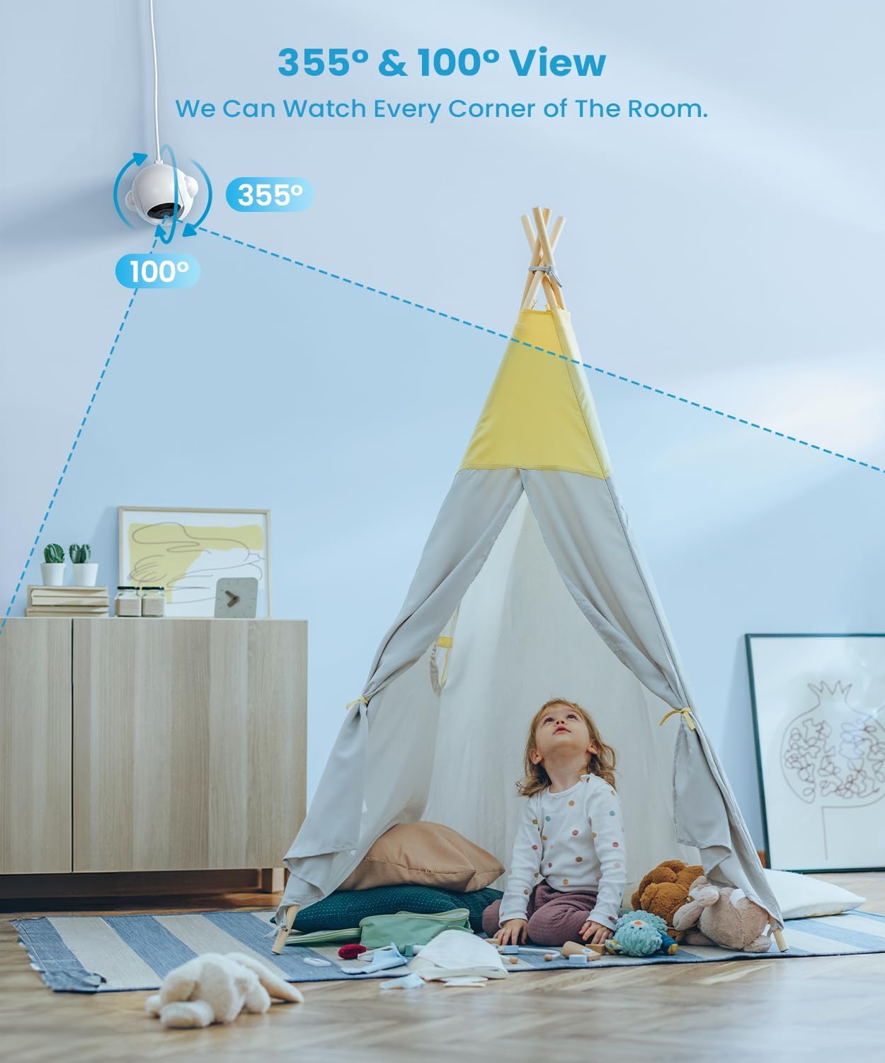 ieGeek 5.5'' Split-Screen Baby Monitor,2.5K UHD Baby Monitor with 2 Cameras and Audio,Night Light,Prone Sleeping&Cry Detection,Two-Way Talk,Night Vision,2.4G&5Ghz WiFi App Control,4000mAh Battery