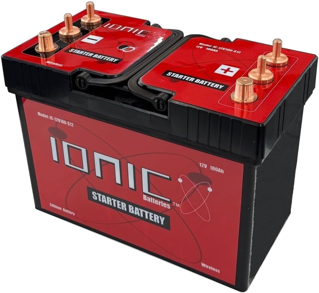Ionic Lithium 12V Starter Battery for Semi Trucks and Diesel Engines - 12V Group 31 Battery with 3000CA - Bluetooth Capability - 30.8lbs - IC-12V100-S12