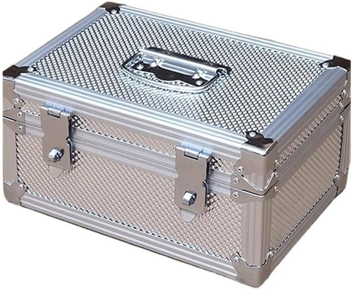 Storage Aluminum Alloy Outdoor Toolbox Office Receipt Box Home Storage Box Object Storage Box Cash Register Zero Cash Box Document Toolbox for Garage