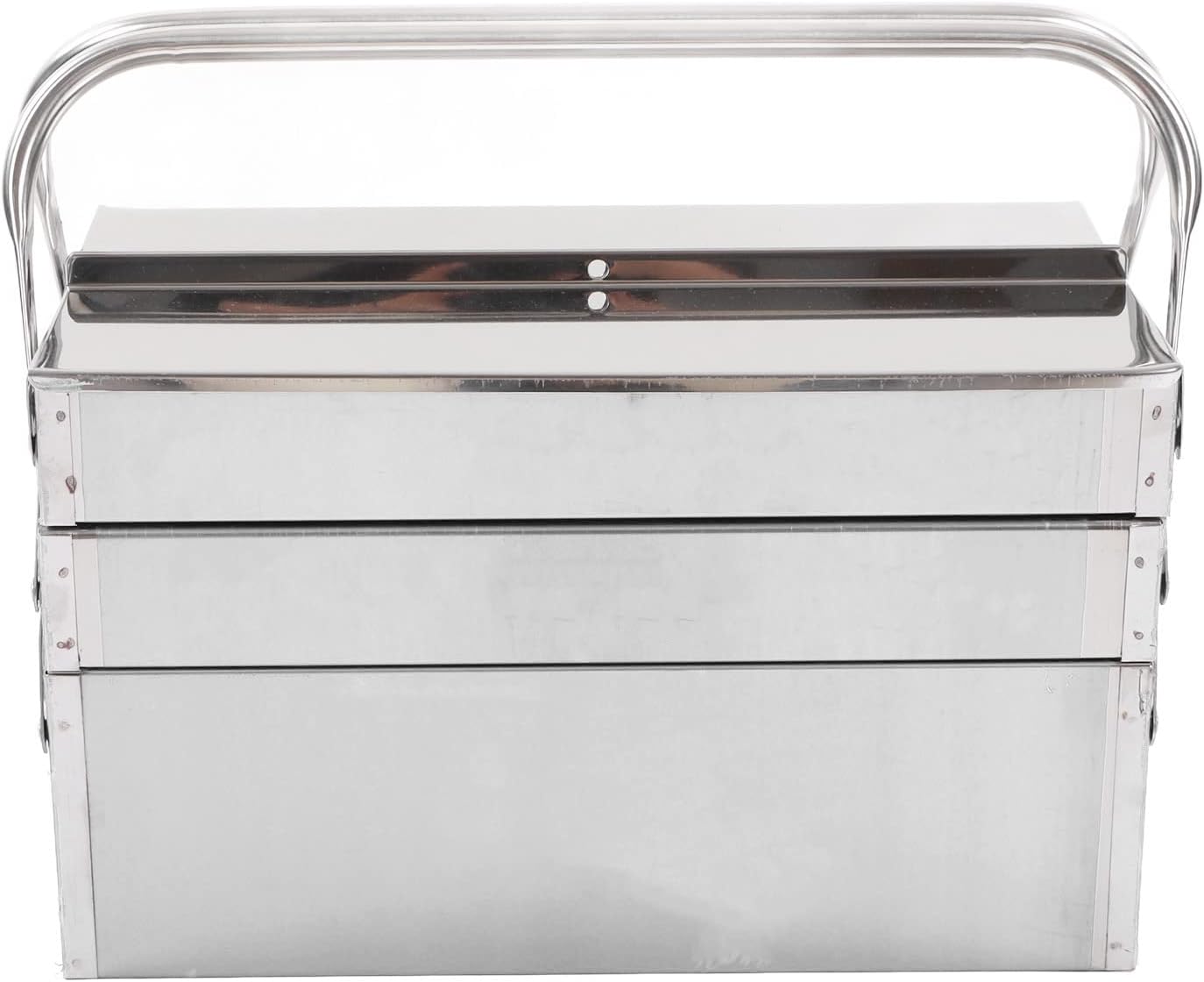 Metal Tool Box, 3-Layer 5-Tray Cantilever Tool Box Stainless Steel Portable Folding Auto Maintenance Storage Organizer Cantilever Toolbox for Garage Trunk(460 x 210 x 200mm)