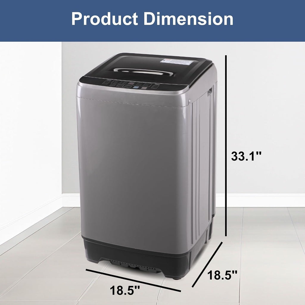 Washing Machine 15.6 lbs Automatic Laundry Machine 10 Programs, LED Display, 8 Water Levels Top Load Washer, High-efficiency Portable Compact Washer for Bath, Apartment, RV, Dorm