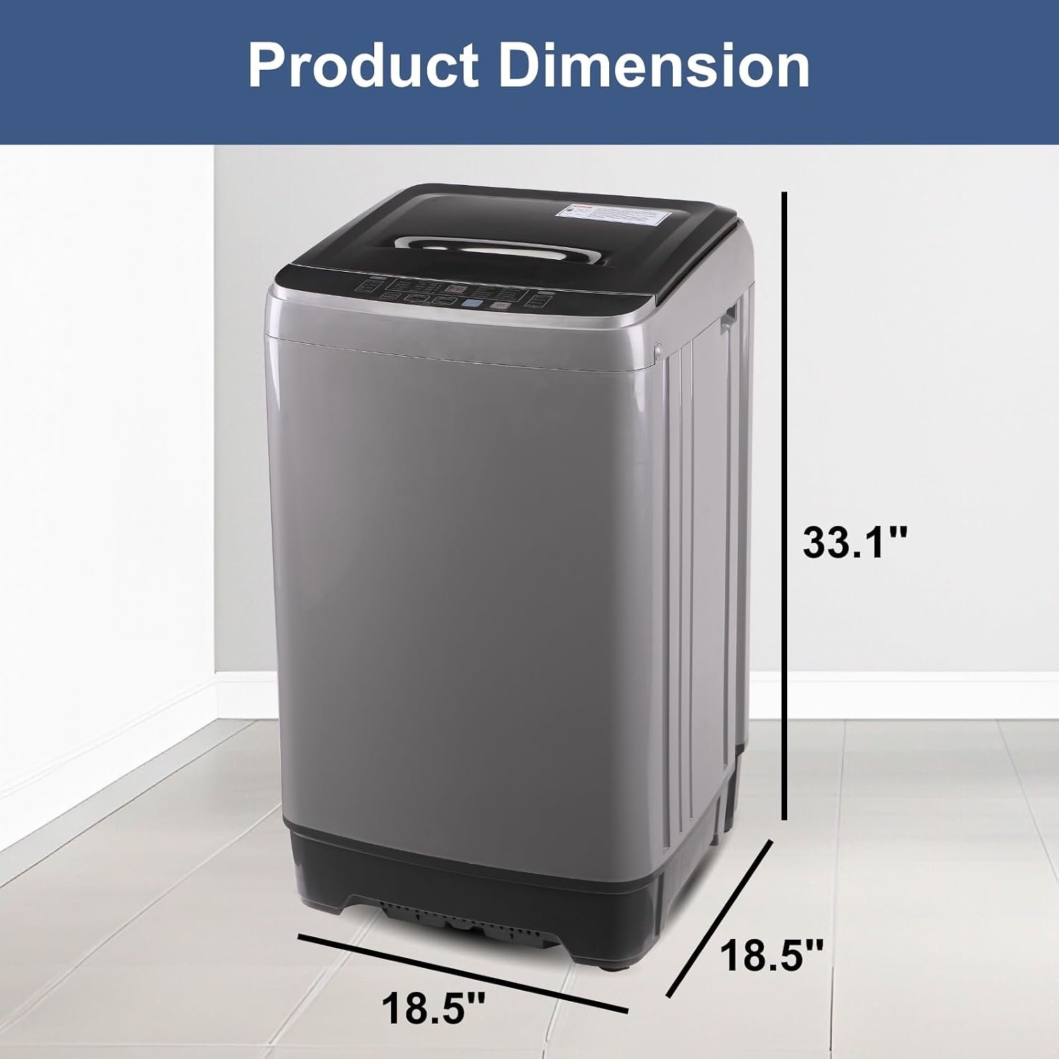 Washing Machine 15.6 lbs Automatic Laundry Machine 10 Programs, LED Display, 8 Water Levels Top Load Washer, High-efficiency Portable Compact Washer for Bath, Apartment, RV, Dorm
