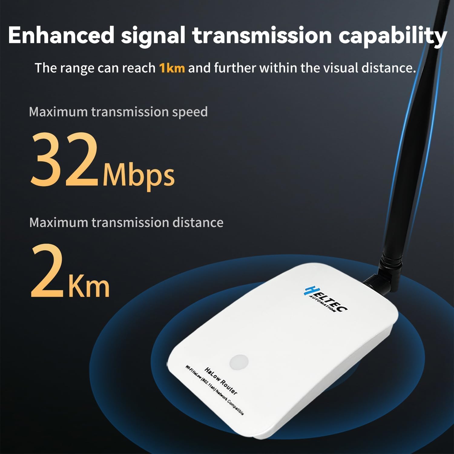 Heltec Wi-Fi HaLow Dongle Wireless Bridge 802.11ah Network Booster Long Range Wireless Access Extender Ethernet Bridge Repeater (STA+HT-H7608)