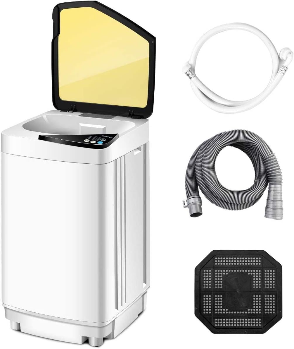 Full-Automatic Portable Mini Washing Machines,7.7 lbs Load Capacity，with Spin and Built in Barrel Light for Dorms Apartments RV and Camping