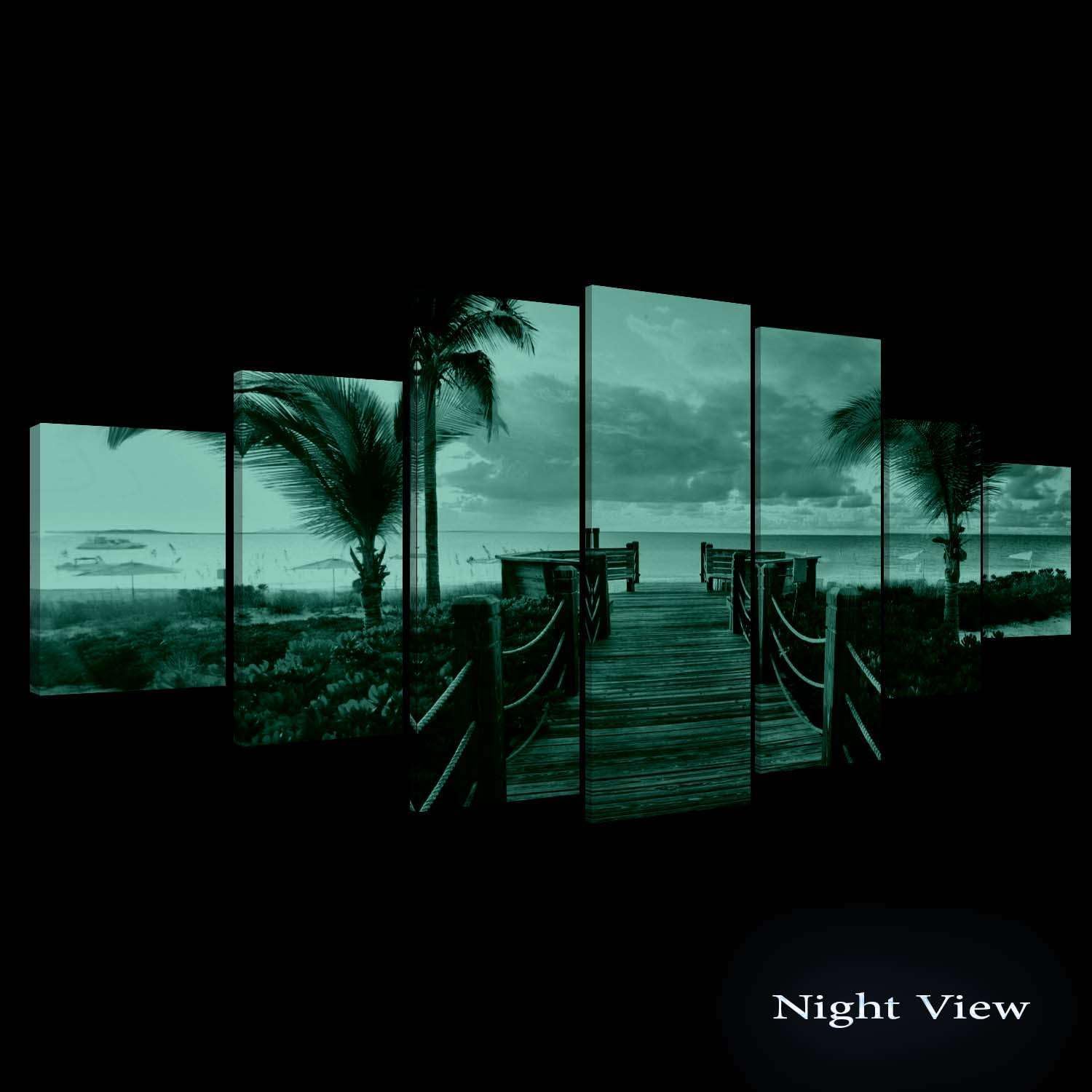 Startonight Huge Canvas Wall Art Summer Bridge Beach I - Large Framed Set of 7 40' x 95'