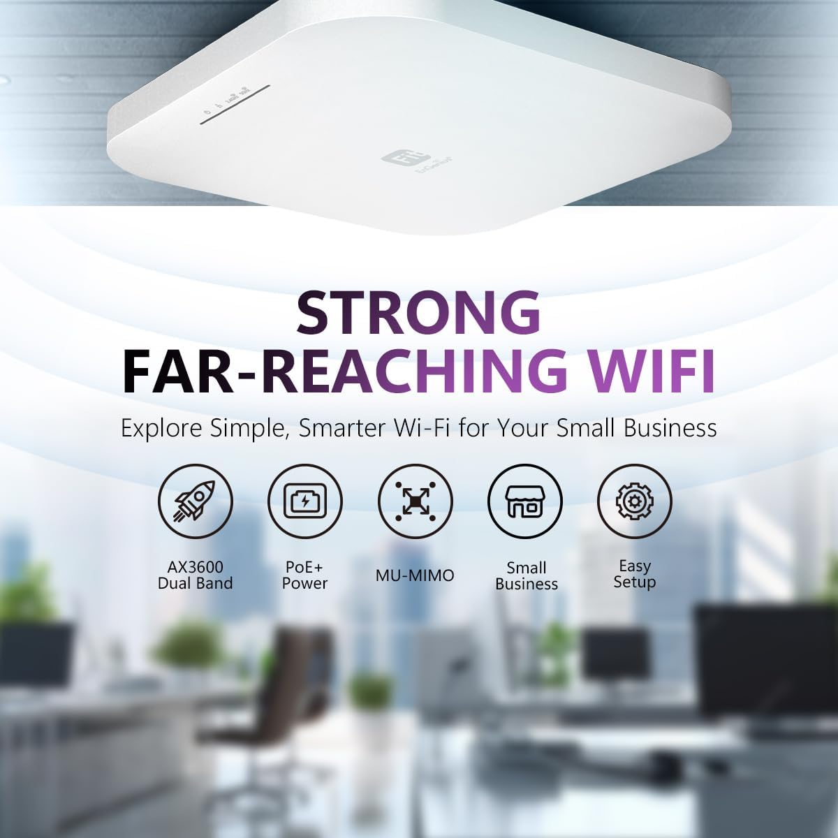 EnGenius Wireless AP 4X4 Wi-Fi 6 Dual Band AX3600 | 2.5Gbe PoE+ | Cloud & App & OnPrem Control Options | WPA3, MU-MIMO, Mesh & Seamless Roaming - EWS276-FIT