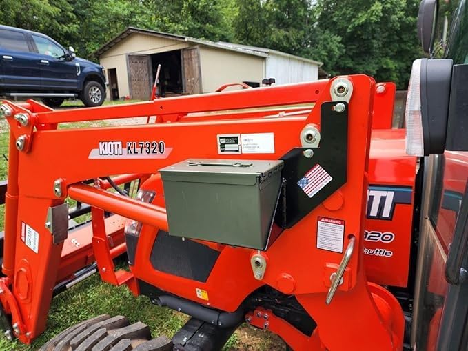 Heavy-Duty Grey Toolbox System Compatible with Kioti RX7320 Tractor and KL7320 Loader - Durable Equipment Storage
