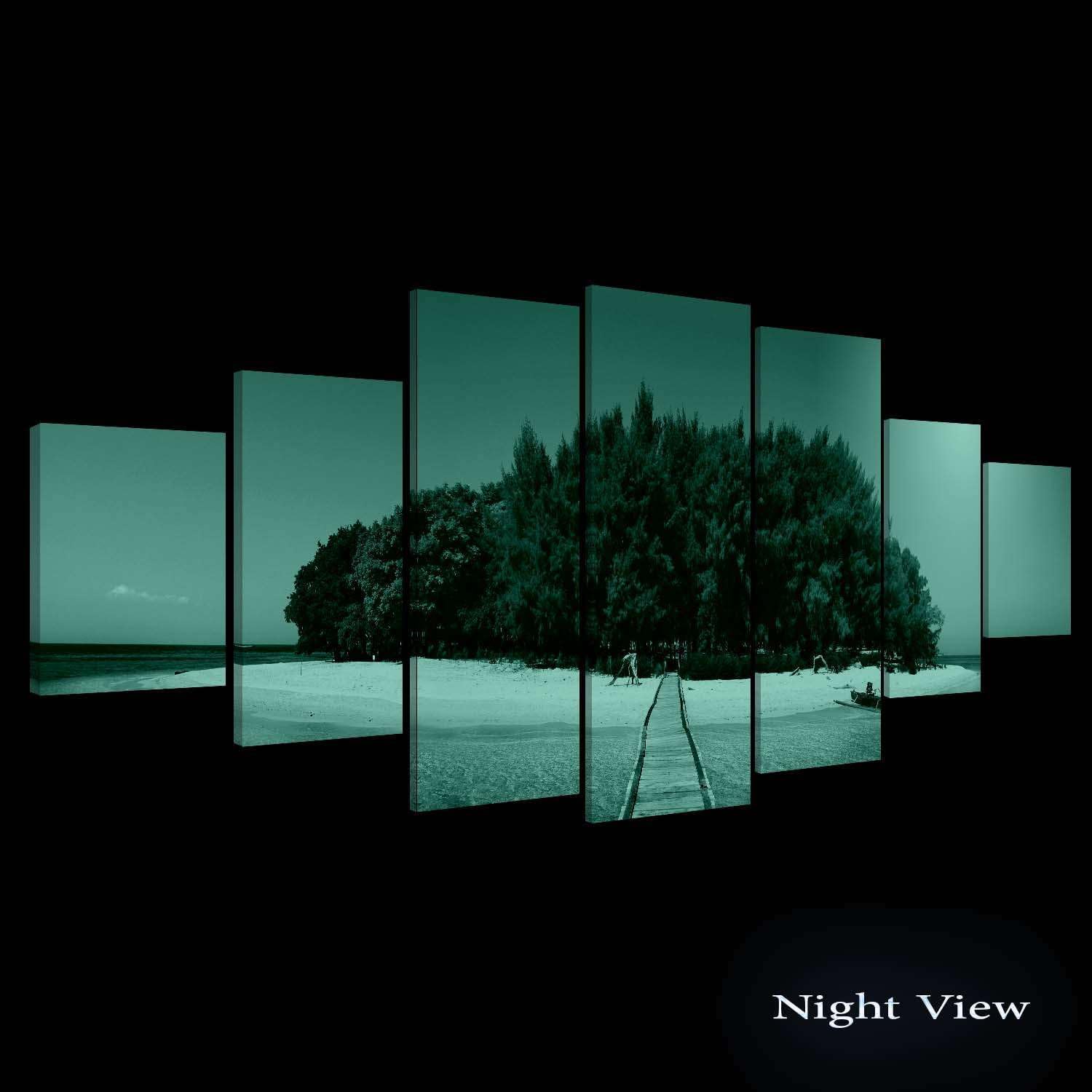 Startonight Huge Canvas Wall Art - Road to Island Beach Large Framed Set of 7 40' x 95'