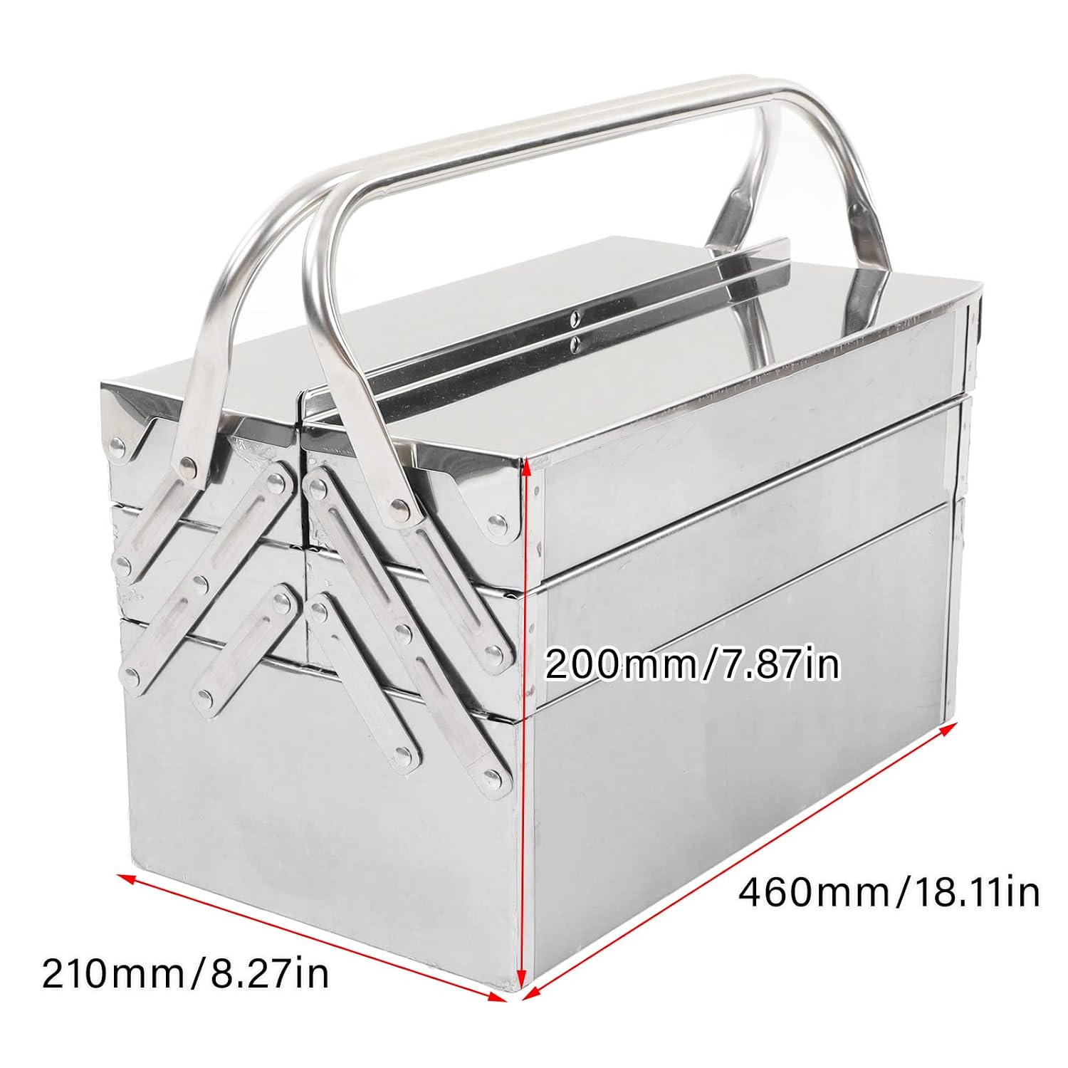 Naroote Metal Cantilever Tool Box, 3 Layer 5 Tray Rustproof Retractable Cantilever Tool Box Organizer Handheld Multifunctional for Workshops (460) (Naroote5vpfq8w6ye-13)