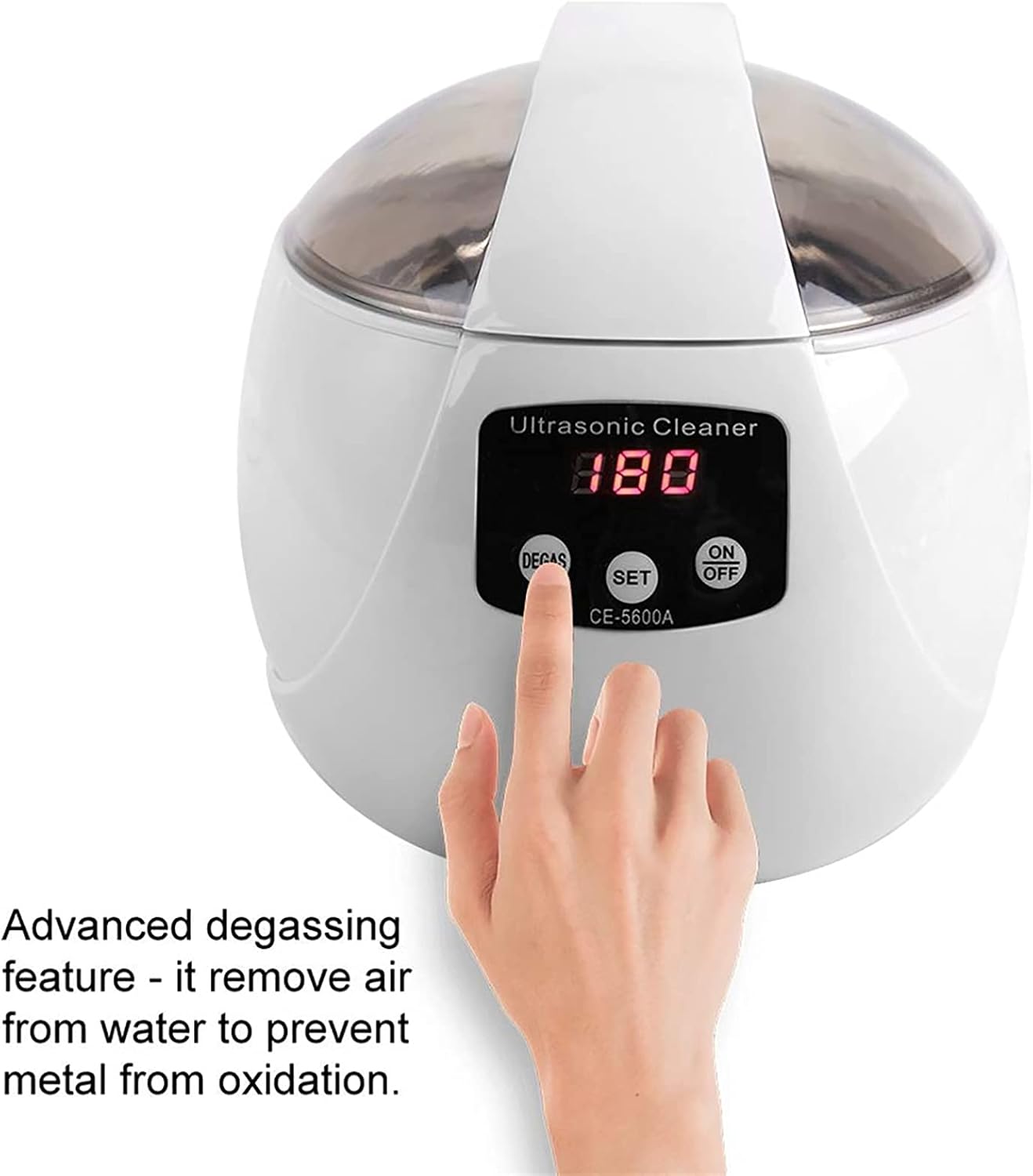 Gaone Digital Ultrasonic Jewelry Cleaning Device Small Household Multifunction Cleaner Stainless Steel Ultrasonic Bathroom Washing Machine Cleaning Tools,White