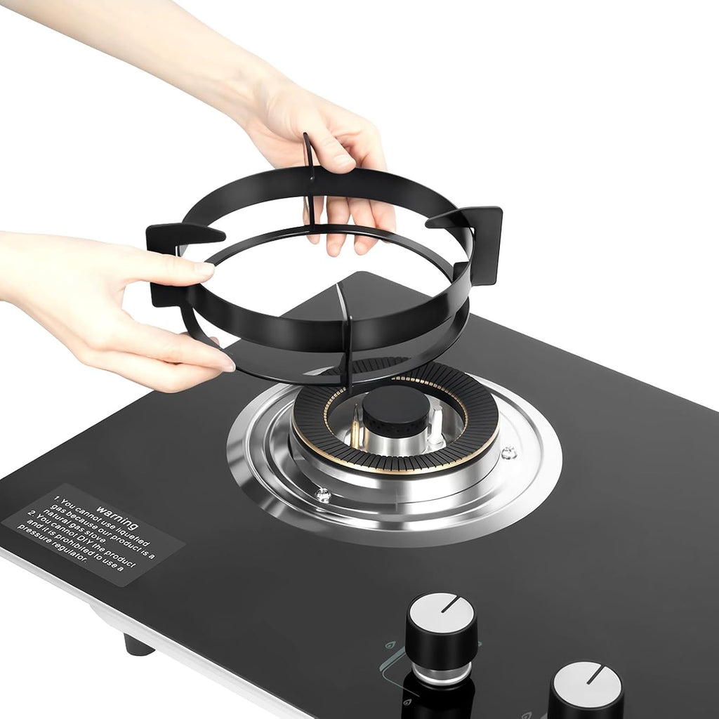 28' Black Gas Cooktop 2-Burner Cooktops with Strong Flame Natural Gas Stove, Built-In Countertop Gas Stovetop Cooktops Gas Cooker for Griddle, Pan