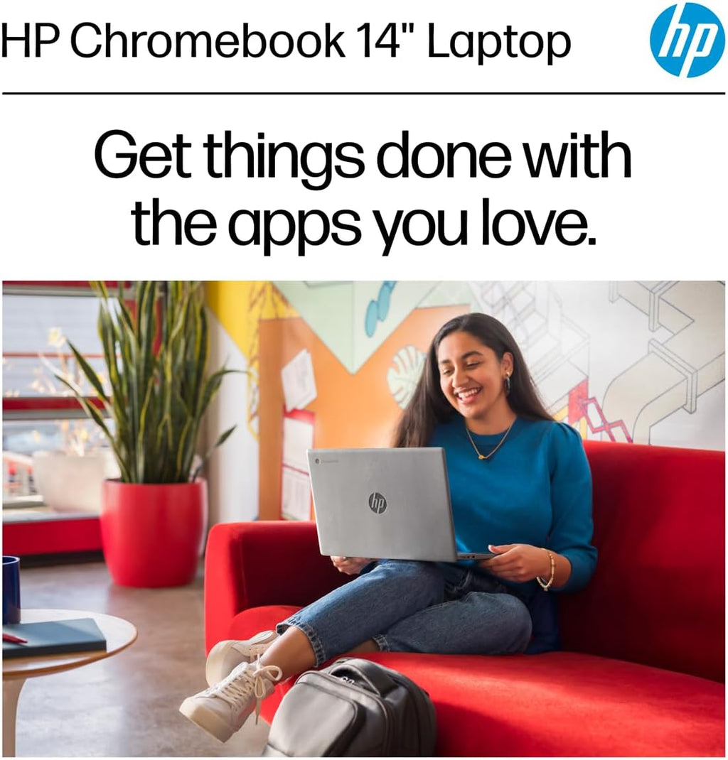HP Chromebook 14 Laptop (14' Anti-Glare, Intel Celeron N4500, 4GB RAM, 192GB Storage (64GB + 128GB SD)) for Home & Student, Lightweight, Fast Charge, 10-Hr Battery Life, IST HUB, Wi-Fi 6, Chrome OS