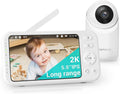 Jartoo 2K Video Baby Monitor with Camera and Audio, 1860ft Long Range Baby Monitor No WiFi 5.5' FHD Screen ANC Baby Camera Wireless, Feeding Clock, Night Vision, 2-Way Talk, AI Cry Detect, 6000mAh