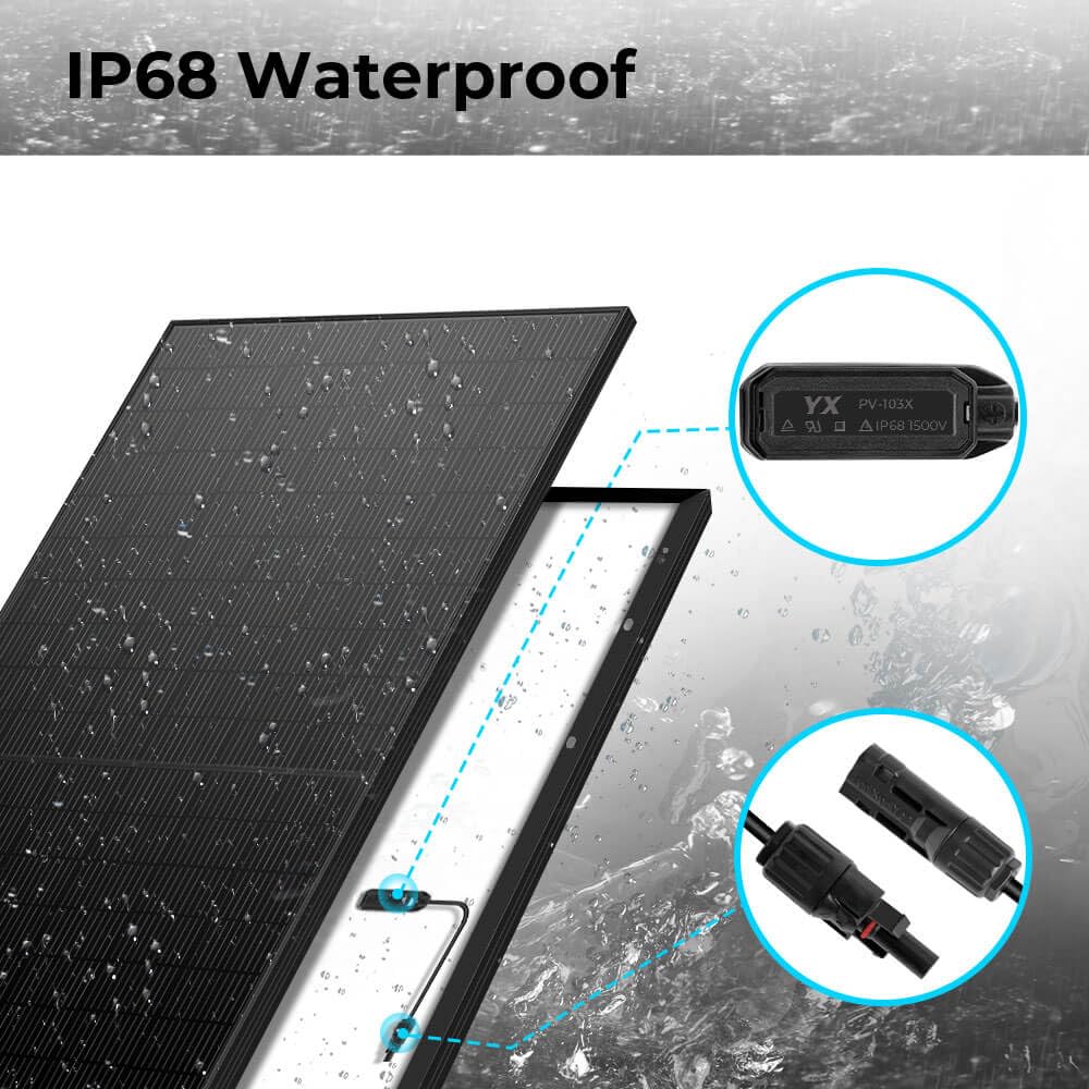 SUNGOLDPOWER UL61730 500 Watt Monocrystalline Solar Panel 8PCS, Grade A Cell,Whole Black High Efficiency,IP68,for 12V/24V/48Vdc RV,Farms,Parking Lot,On/Off-Grid System CEC listed(8*500W Solar Panel)