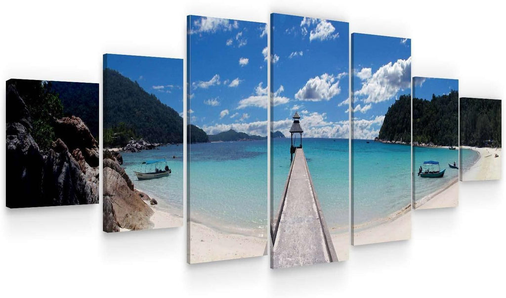 Startonight Huge Canvas Wall Art Summer Bridge Beach II - Large Framed Set of 7 40' x 95'
