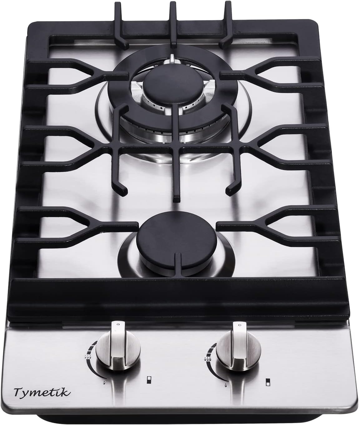 Bakysso Gas Cooktop 12 Inch, 2 Burners Gas Stovetop Built-in Stainless Steel Gas Stove Dual Fuel LPG/NG Convertible Gas Hob for RVs, Apartments, Outdoor, 12 Inch Stainless Steel