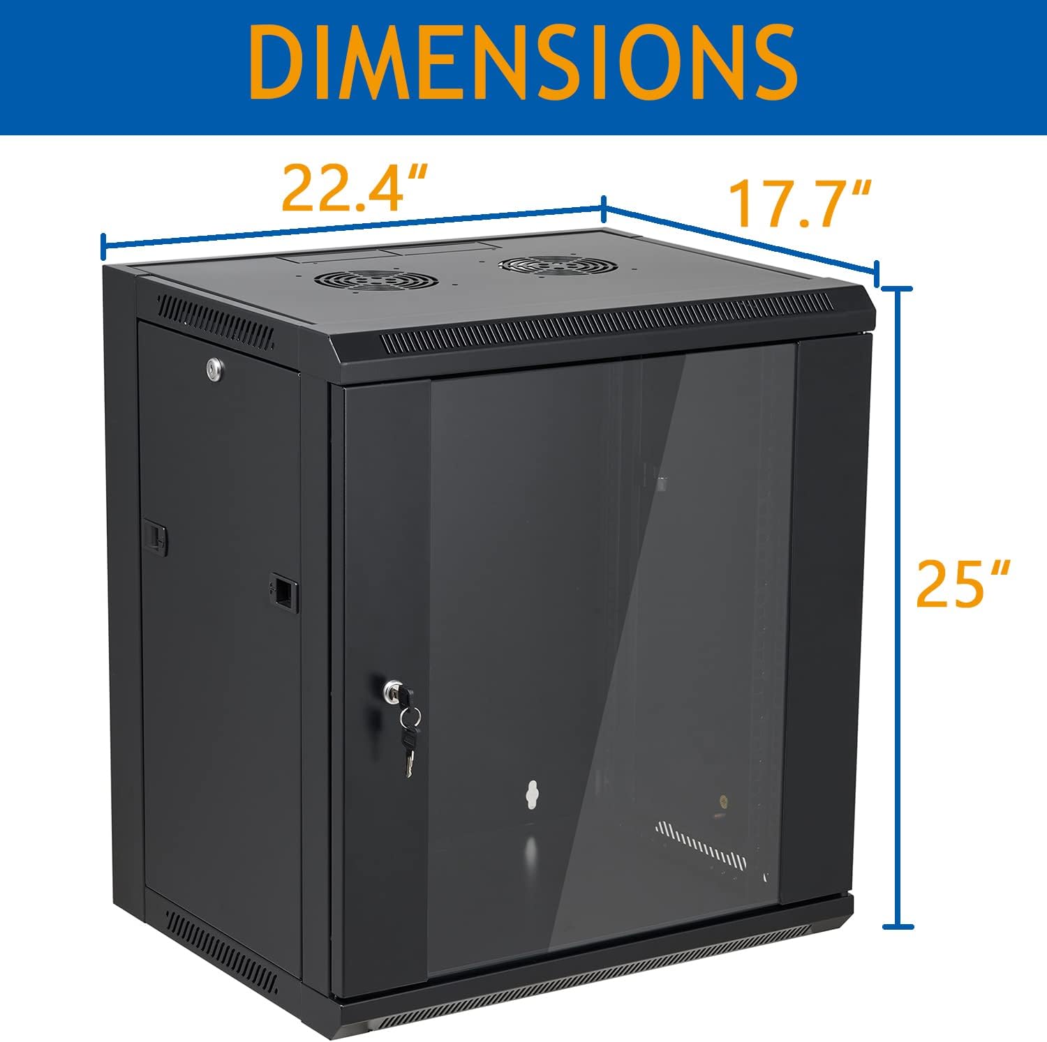 12U Wall Mount Server Cabinet Network Rack Enclosure Locking Glass Door