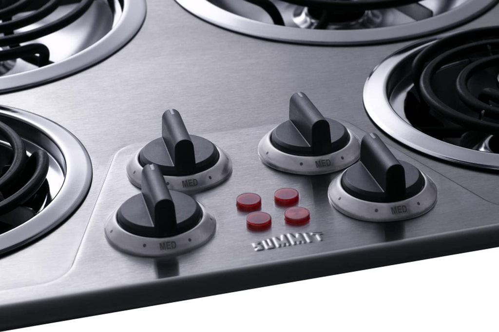 Summit 24' Electric Cooktop, 4 Burners, 208-240V Coil Cooktop, ADA Compliant, Stainless Steel- CR4SS24
