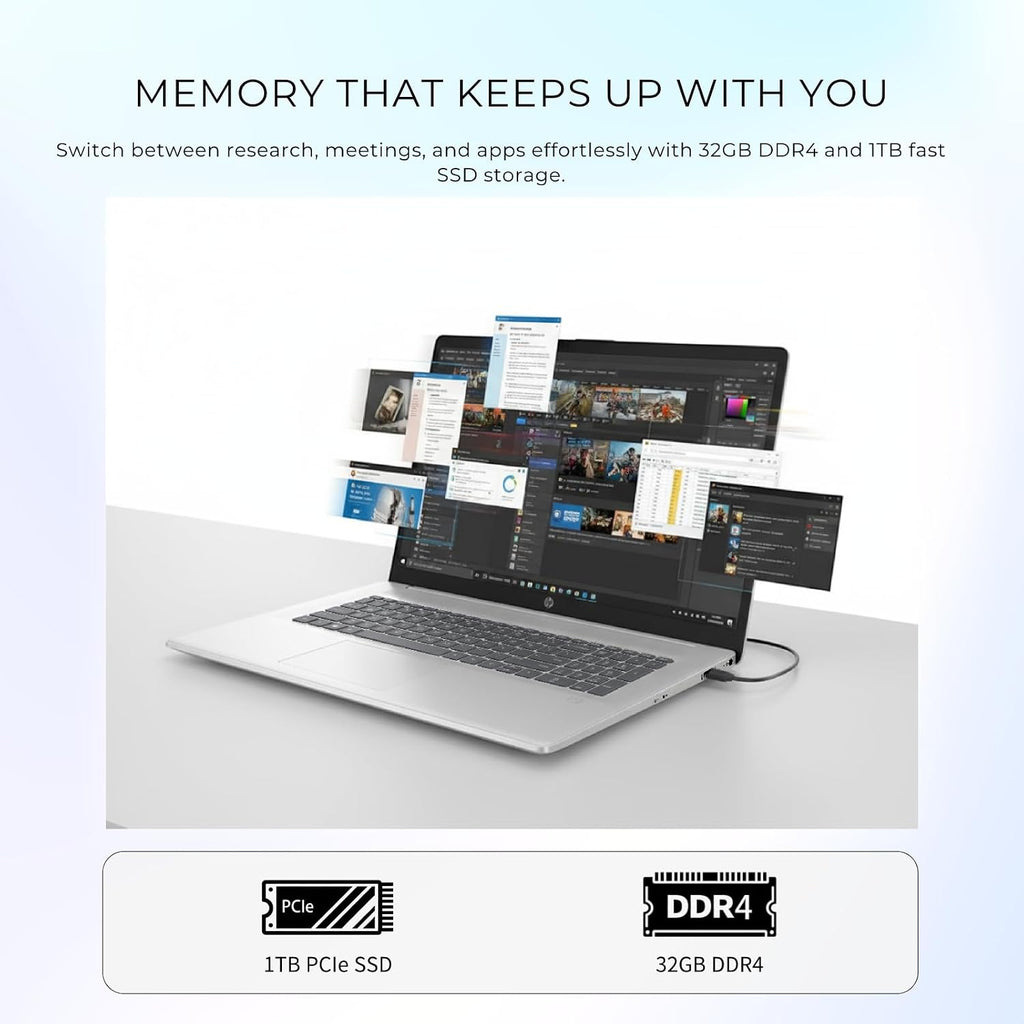 HP 17t Laptop Computer, 17.3' FHD(1920×1080), Intel 10-Core i5-1334U, Backlit KB, Fingerprint, Win 11 Pro Laptop for Business & Students, Redragon Patent Kit(External Optical Drive), 16GB RAM, 1TB SSD