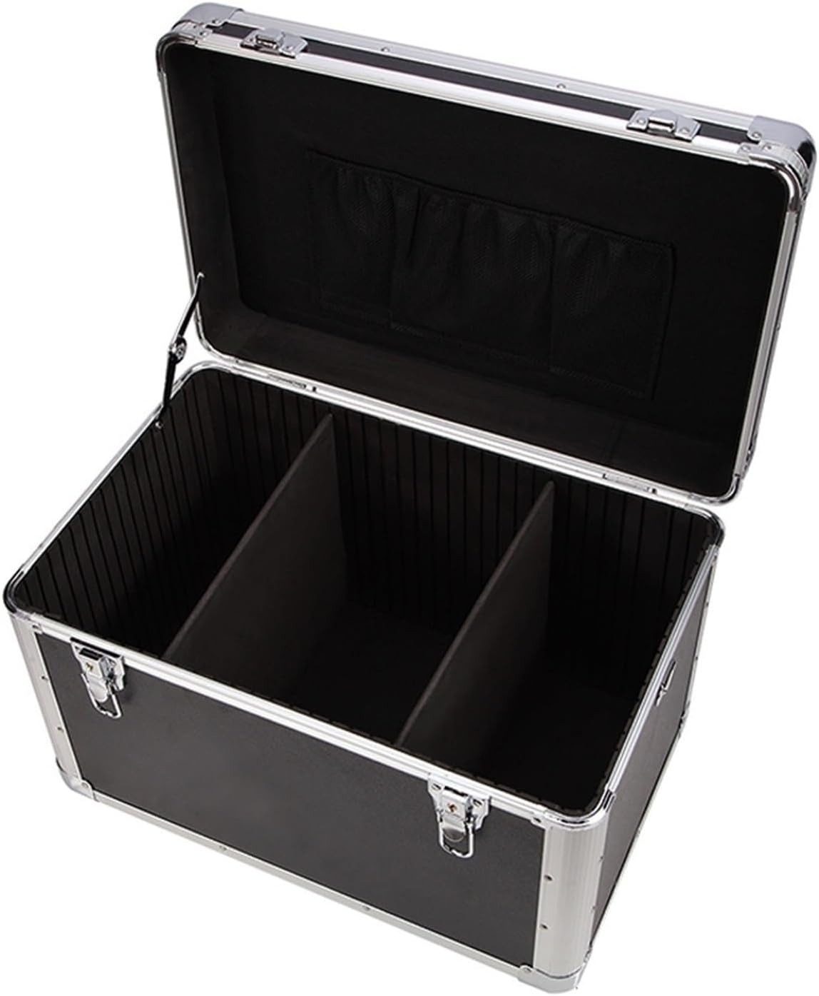 Multifunctional Toolbox Versatile Portable Storage Solution Dent Resistant Security Double Key Lock Padded Dividers and Shoulder Strap Multi Use Metal Box for Garage(Black)