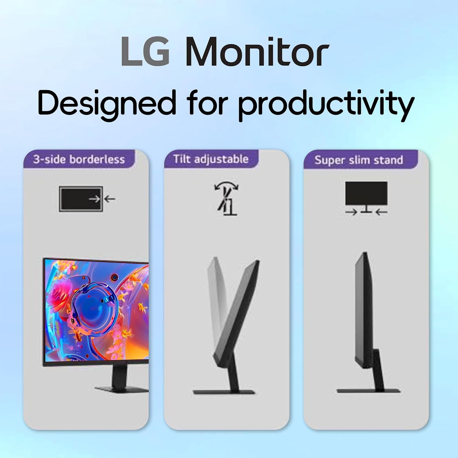 LG 27 inch Monitor, IPS QHD (2560 x 1440), 100Hz, 99% sRGB, HDR10, Black Stabilizer, HDMI, USB-C 15W PD, Dynamic Action Sync, Reader Mode, Flicker Safe, Virtually Borderless Design, Tilt Adjustment