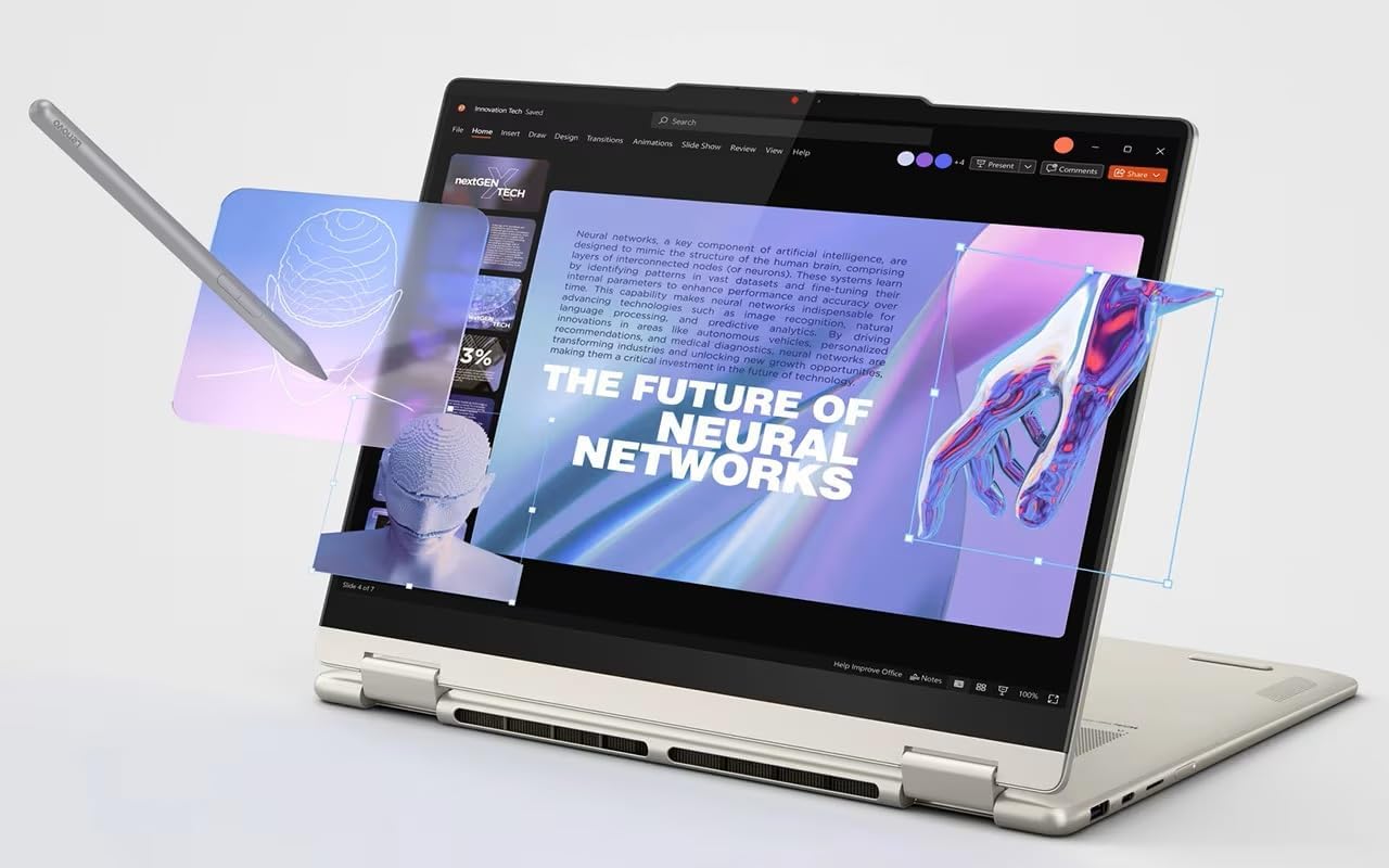 Lenovo Yoga 7 2-in-1 2025 Copilot+ PC with 14' OLED HDR 500 True Black 100% DCI-P3 Touchscreen, AMD Ryzen AI 7 350 Processor, 16GB LPDDR5X-7500MT/s Memory, 1TB SSD, Wi-Fi 7, Yoga Pen, and Win11 Pro