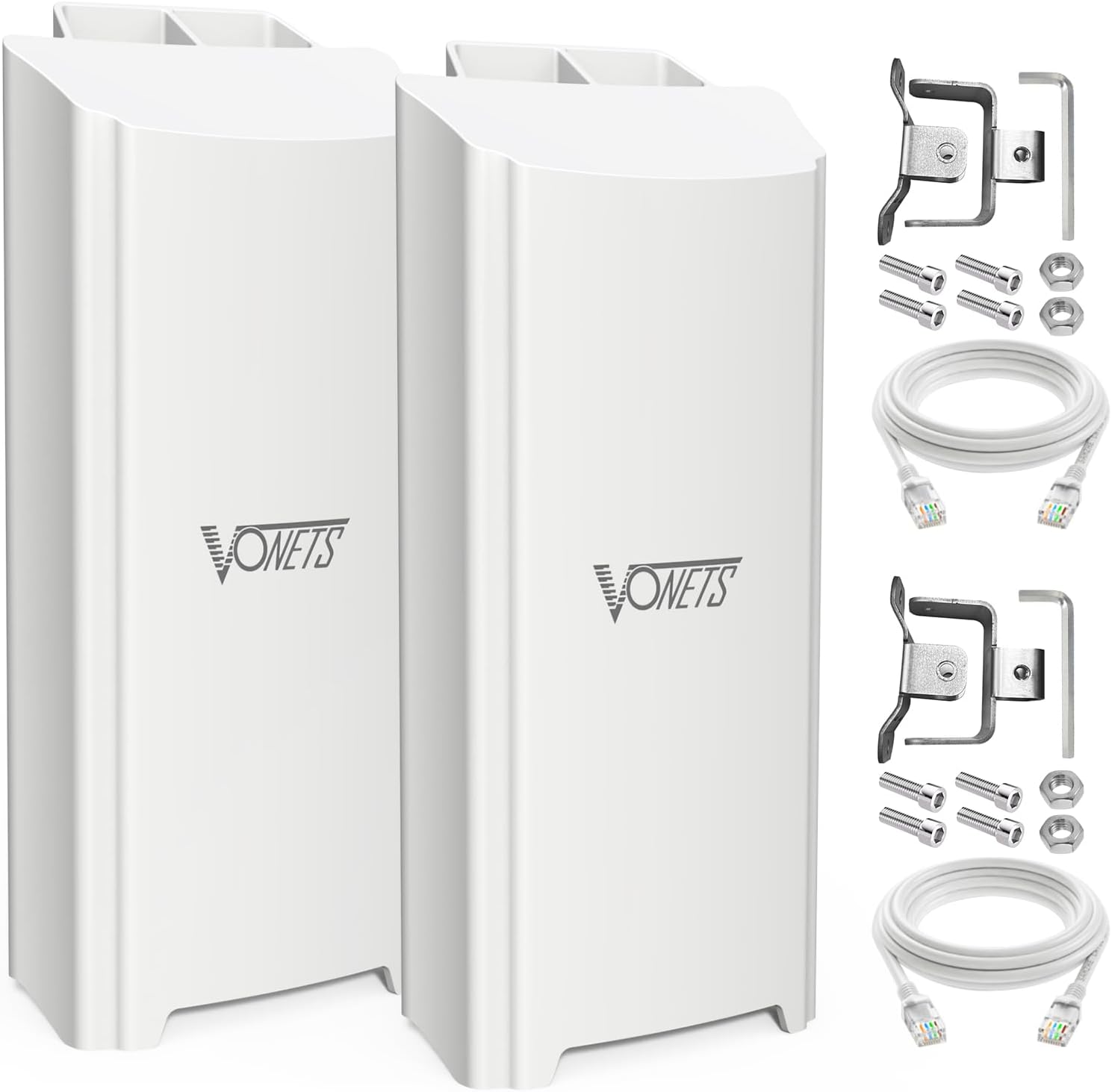Vonets 1800Mbps Point-to-Point Wireless Bridge, 2KM Range, 5.8G WiFi Extender, Dual Gigabit Ports, PoE or DC Powered, IP65 Weatherproof, Outdoor, Building (2)