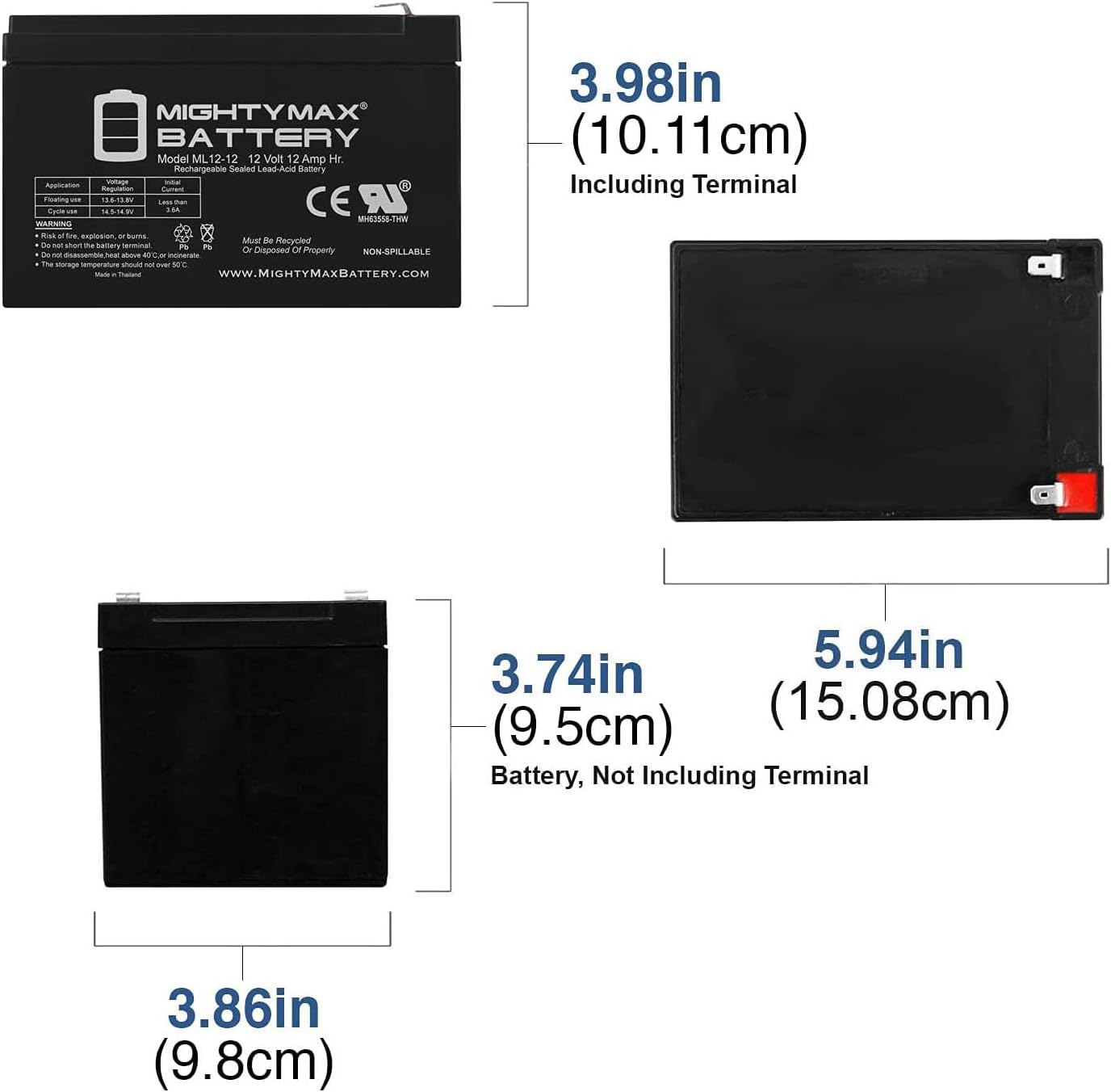Mighty Max Battery Mighty Max Battery ML12-12 - 12 VOLT 12 AH SLA Battery F2 Terminal - Pack Of 6