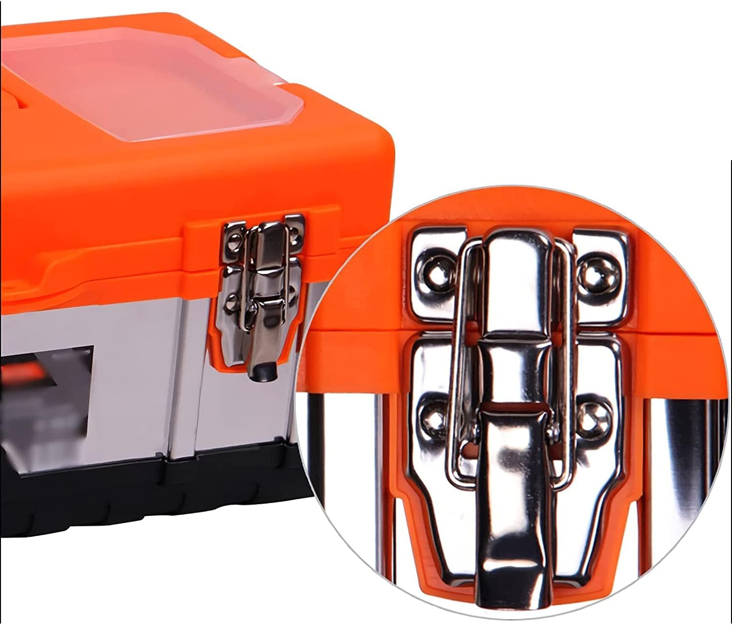 LIOONS Tool Box Metal Lockable High Capacity Plastic Tool Boxes Portable Tool Set with Removable Tray Storage Case Sturdy Tool Kit