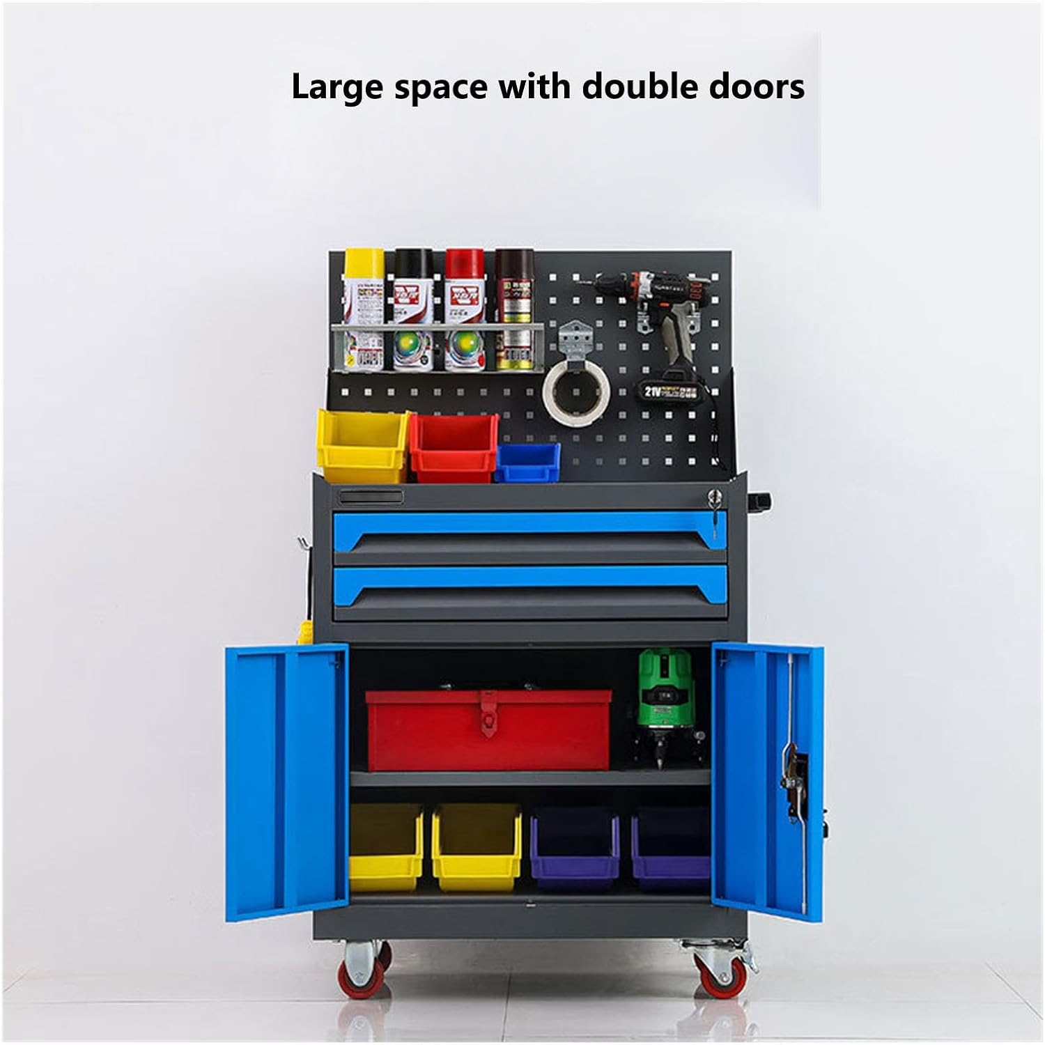 Tool Box 2-Drawer High Capacity Rolling Tool Chest, Removable Cabinet Storage Tool Box with Wheels and Lock for Mechanical Workshops Tool Storage(Orange)