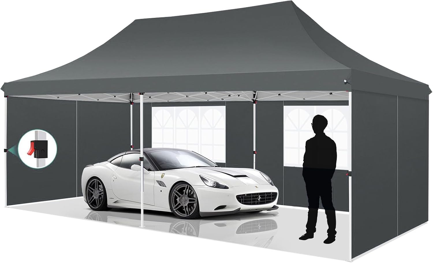 COBIZI 10x20ft Pop Up Canopy Tent with 6 Removable Sidewalls, Easy Up Commercial Canopy, Waterproof and UV50+ Gazebo with Portable Bag, Adjustable Leg Heights,Party Tents for Parties, with 4 Sandbags