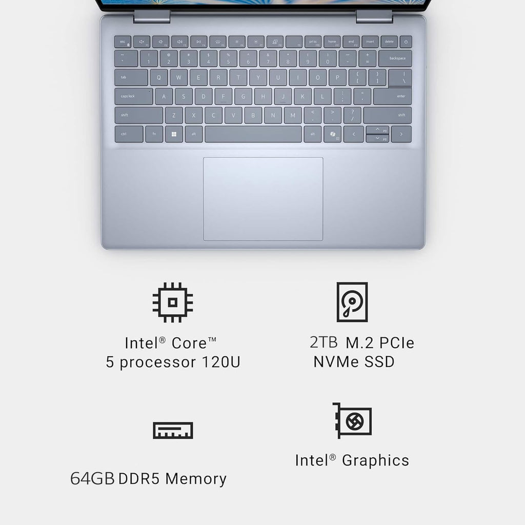Dell Inspiron 14 7440 2-in-1 Laptop (14' FHD+ Touchscreen, Intel Core 5 120U (> i7-1355U), 16GB DDR5, 512GB SSD), for Designer, Creator, 10-Hr Long Battery Life, Backlit, Win 11 Pro w/ AI Copilot
