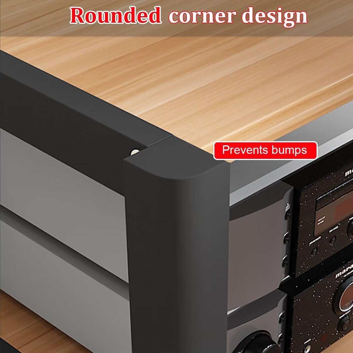 2/3/4/5 Tier Audio Cabinet Record Player Stand Audio Rack, AV Component Media Stand, Tower Player Stand, Home Stereo Rack System With Height-Adjustable Shelf, For DVD Players TV Box Game Console(Beige