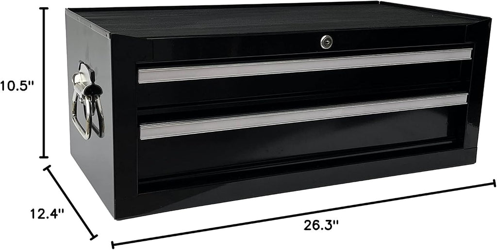 Workington Industrial 2 Drawers Portable Metal Intermediate Box, 26' Middle Tool Chest Cabinet with Ball Bearing Drawer Slides, Steel Tool Storage Box Organizer 4008 Black