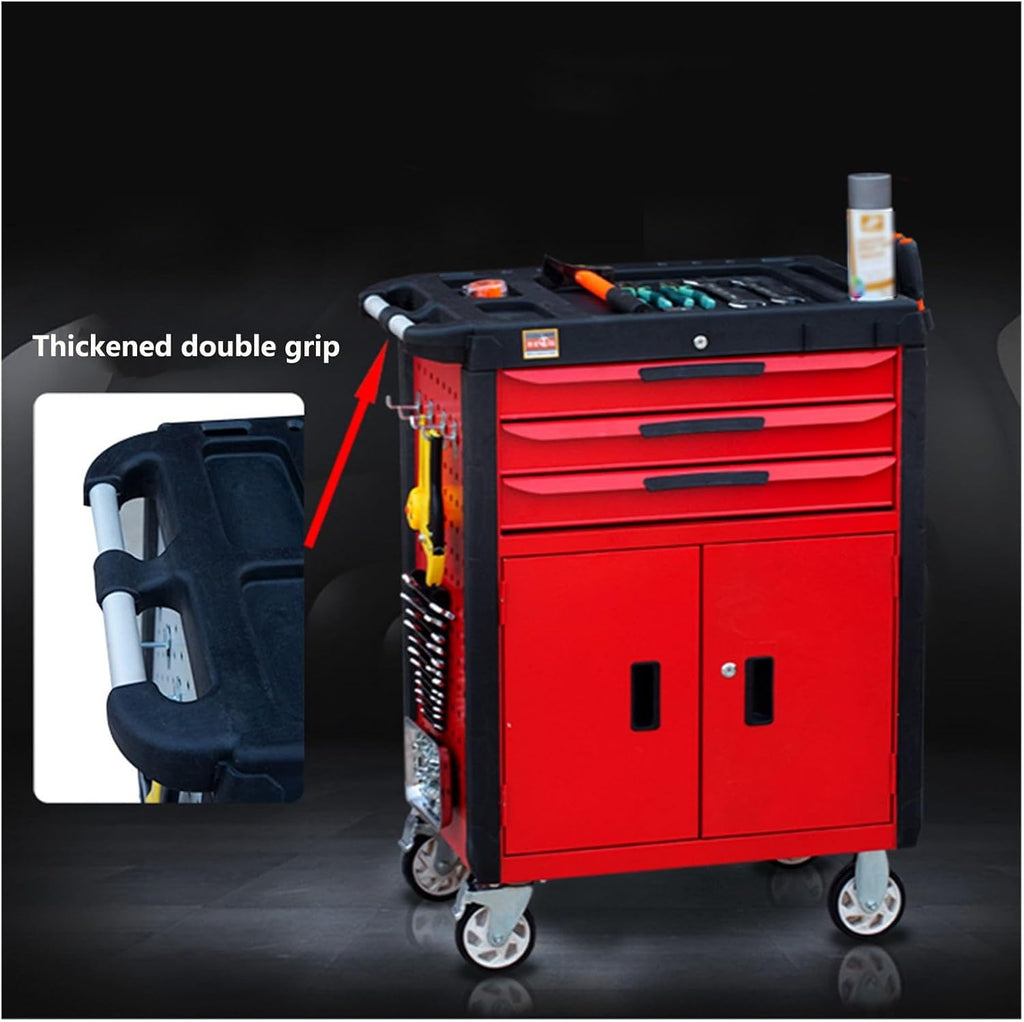 Tool Box 3-Drawer Rolling Tool Chest with Wheels, Portable Steel Tool Cabinets with Drawers and Locking System for Warehouse, Garage Tool Storage(Gris)
