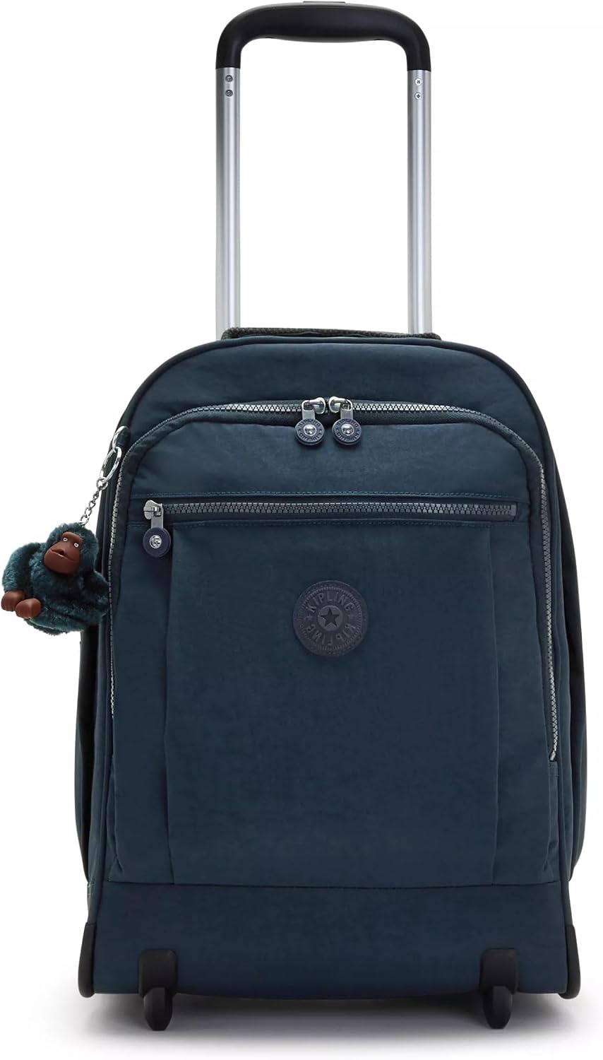 Kipling Women's Gaze Large Rolling, Durable, Wheeled Backpack with Adjustable Shoulder Straps, Nylon Book Bag, True Blue Tonal, 8.25' L x 17.25' H x 12.25' D,100352251