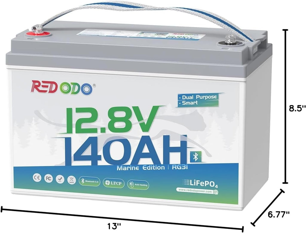 Redodo 12V 165Ah Dual Purpose Lithium Marine Starting(1200CCA) and Storage Battery, Group 31 LiFePO4 Cranking Battery