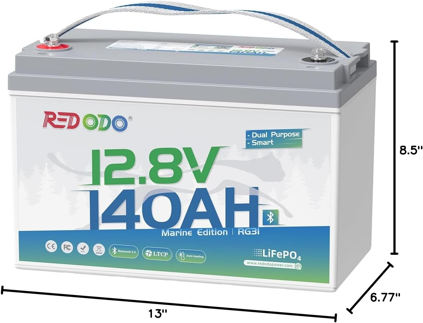 Redodo 12V 165Ah Dual Purpose Lithium Marine Starting(1200CCA) and Storage Battery, Group 31 LiFePO4 Cranking Battery