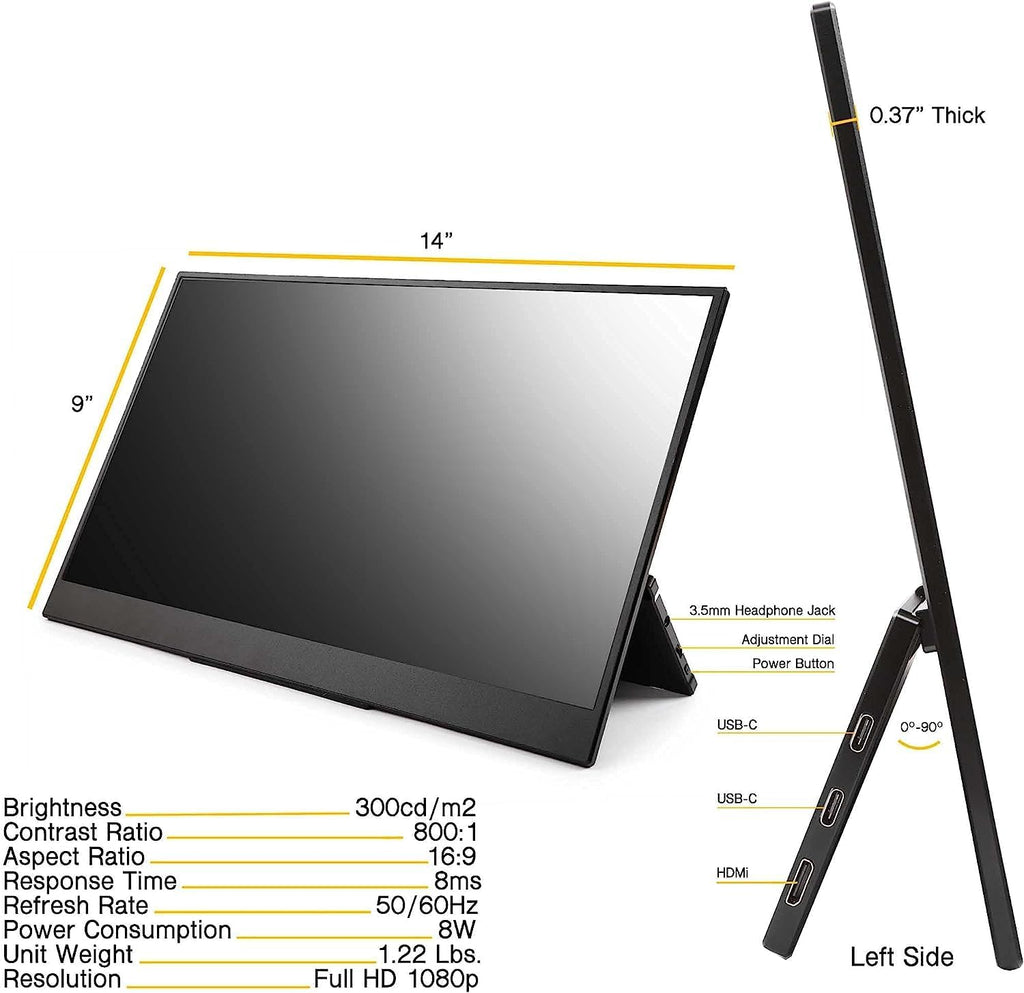 SideTrak Solo Pro 15.8' Portable Monitor for Laptop | FHD 1080P LED IPS Dual Display w/Anti-Glare Screen, USB & Mini HDMI, Laptop Monitor Extender for Mac, PC, Chrome, HDR & Speakers
