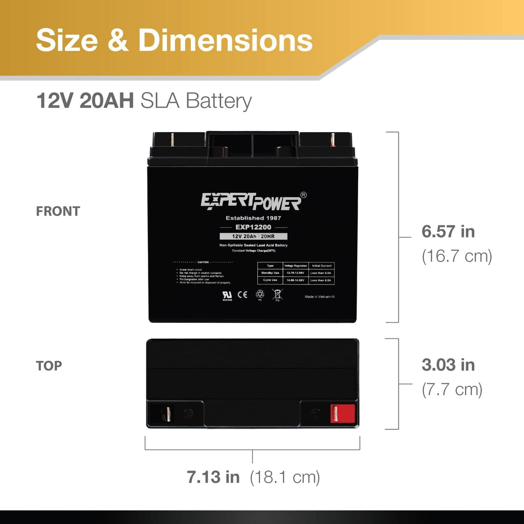 ExpertPower 4 Pack EXP12200 12V 20Ah - SLA Rechargeable 12V Battery for Ride on Toys, UPS, Lawn Mower, Generator, Medical Devices, Wheelchair, Mobility Scooter Battery Replacement 12 Volt AGM