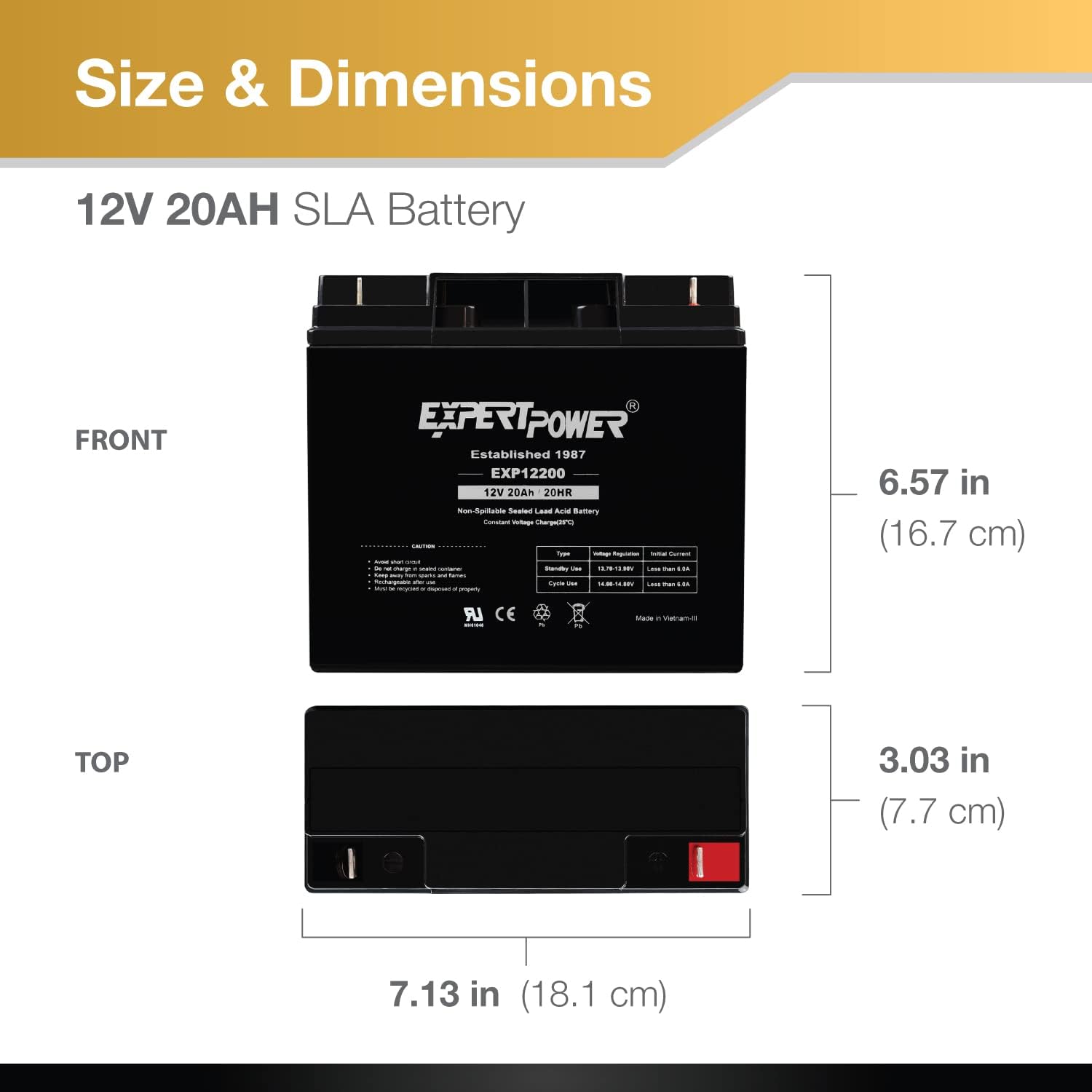 ExpertPower 4 Pack EXP12200 12V 20Ah - SLA Rechargeable 12V Battery for Ride on Toys, UPS, Lawn Mower, Generator, Medical Devices, Wheelchair, Mobility Scooter Battery Replacement 12 Volt AGM
