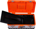 LIOONS Tool Box Metal Lockable High Capacity Plastic Tool Boxes Portable Tool Set with Removable Tray Storage Case Sturdy Tool Kit