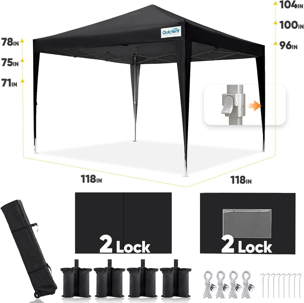 Quictent Privacy 10x10 Pop up Canopy Tent with Sidewalls and Roll-up Ventilated Windows, One Person Easy Setup, Outdoor Commercial Gazebo Shelter Enclosed Waterproof, Bonus 4 Sandbags