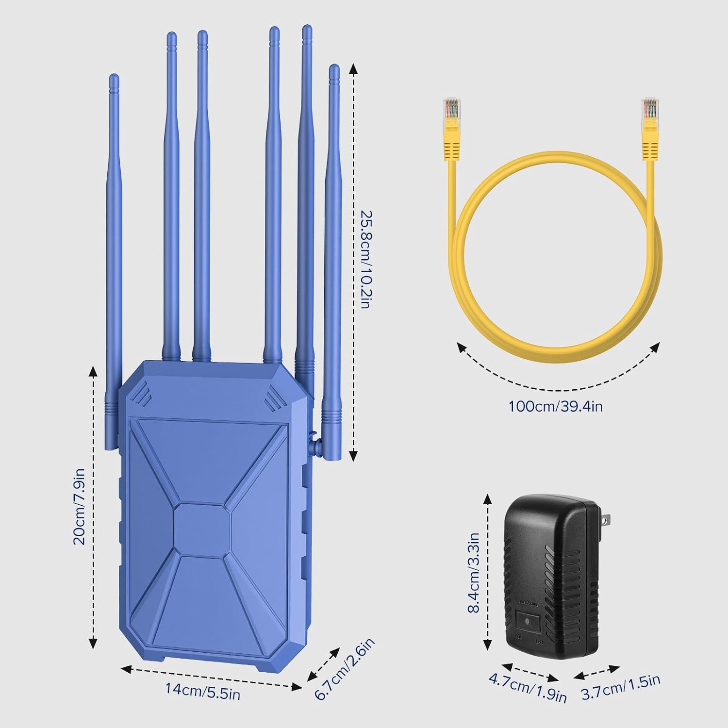 AX3000 WiFi Extender Signal Booster Outdoor WiFi 6 Extender, Long Range Outdoor Wireless Gigabit Access Point, IP67 Weatherproof, PoE Power Supply, for Starlink, Garage, Farm, Yard, RV