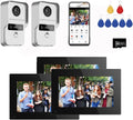 Wired Video Doorbell Apartment Intercom with 7 inch Touch Monitor System,1080P Doorphone Door Camera,TUYA WiFi Smart Home Video Intercom Door Phone Kits for Home Villa (2 doorbell+3 Monitor)
