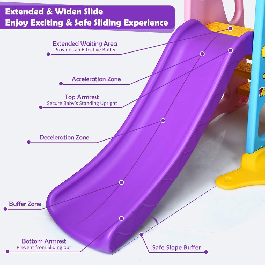 Costzon 6 in 1 Toddler Slide and Swing Set, Kids Large Climber Slide Playset with Basketball Hoop and Football Gate, Playground Swing Set for Indoor Outdoor Backyard 3-10 Gifts Presents